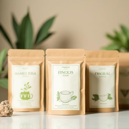 Tea products in recyclable minimalist packaging